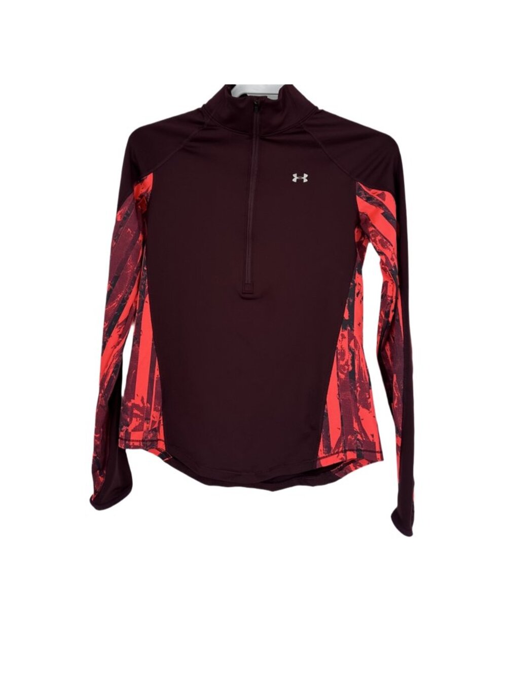 Under Armour ColdGear Pullover Small Brown Half Zip Running Activewear Top